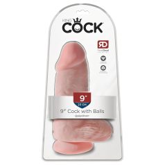   King Cock 9 Chubby - ventouse, testicule, dildo (23cm) - naturel