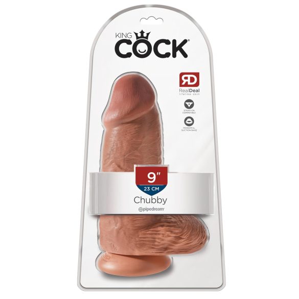 King Cock 9 Chubby - ventouse, dildo (23cm) - brun naturel
