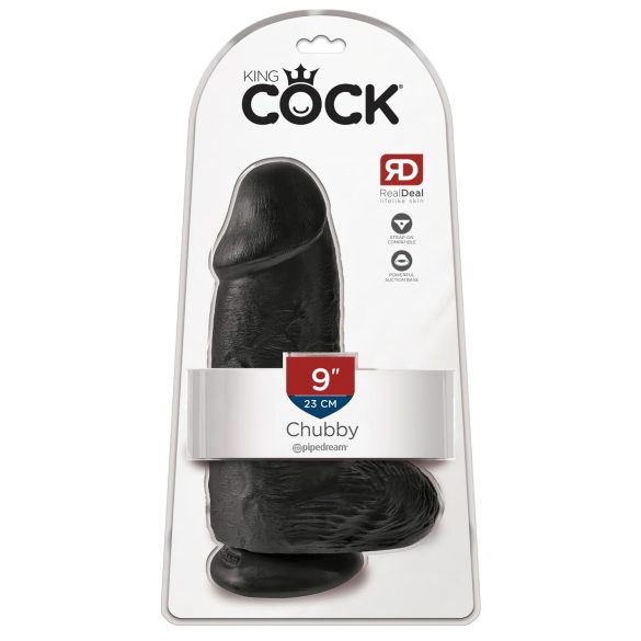 King Cock 9 Chubby - ventouse, dildo à testicules (23 cm) - noir