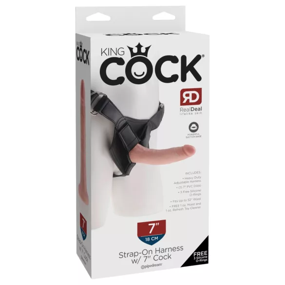 King Cock 7 - gode ceinture avec harnais (couleur chair)