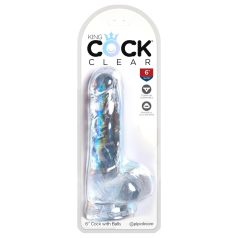   King Cock Clear 6 - Petit gode à ventouse avec testicules (15 cm)
