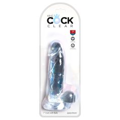   King Cock Clear 7 - godemichet ventouse avec testicules (18cm)