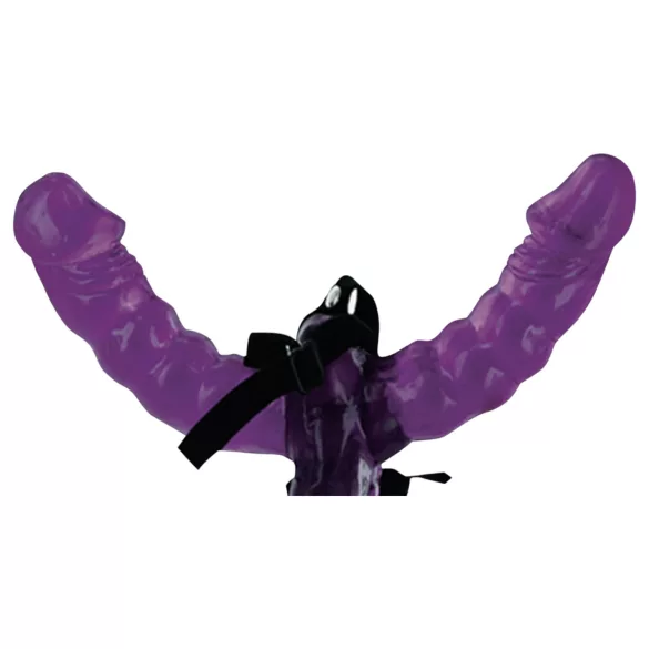 Fetish - gode double strap-on avec harnais (noir-violet)