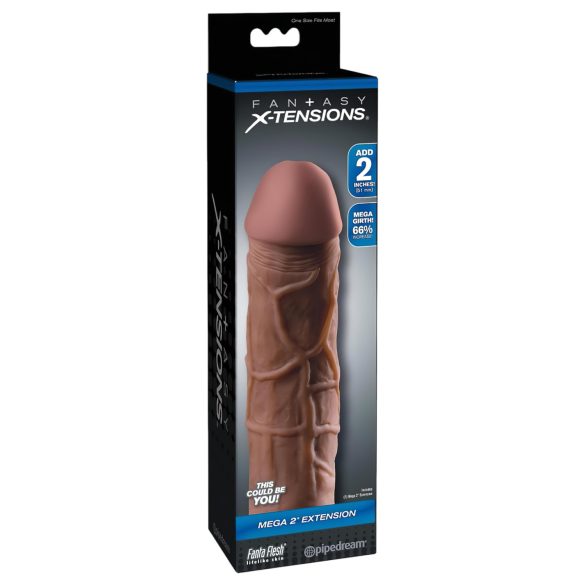 X-TENSION Mega 2 - Gaine Pénienne Réaliste (20,3 cm) - Naturel Foncé