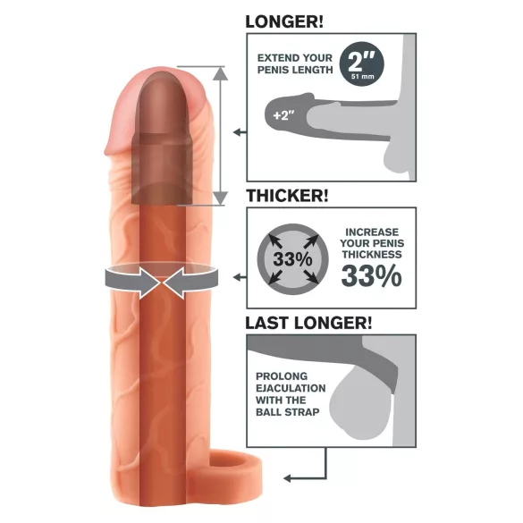 Pipedream X-TENSION Perfect 2 - gaine pénienne avec anneau (19 cm, couleur naturelle)