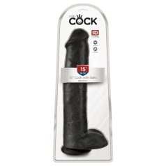  King Cock 15 - gode métis ventouse, testicules (38cm) - noir