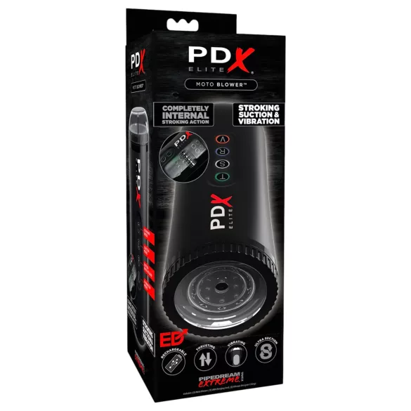 PDX Moto Blower - masturbateur aspirant et vibrant (noir)