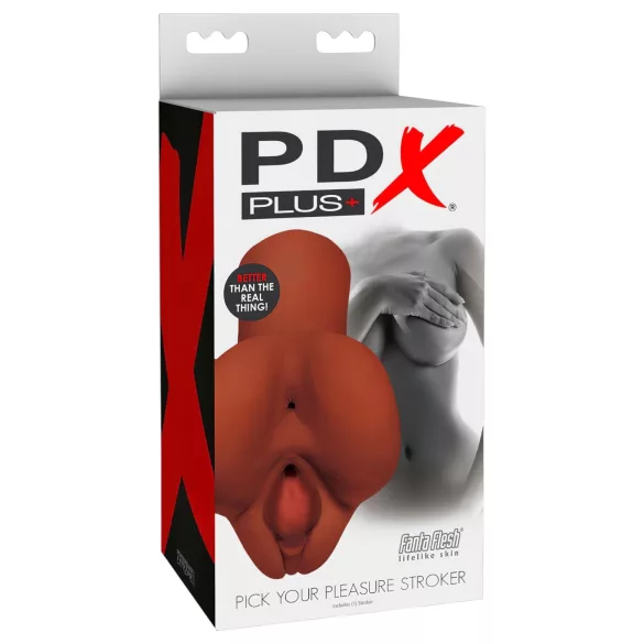 PDX Pick Your Pleasure - masturbateur réaliste 2‑en‑1 (brun)