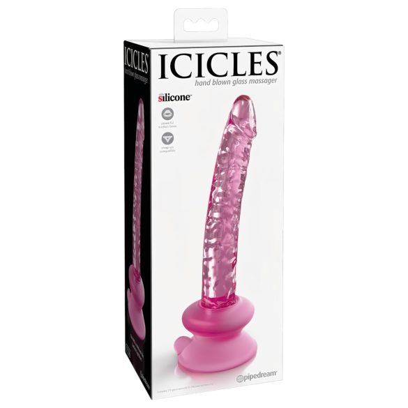 Icicles No. 86 - Dildo en verre rose (forme pénis)