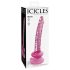 Icicles No. 86 - Dildo en verre rose (forme pénis)