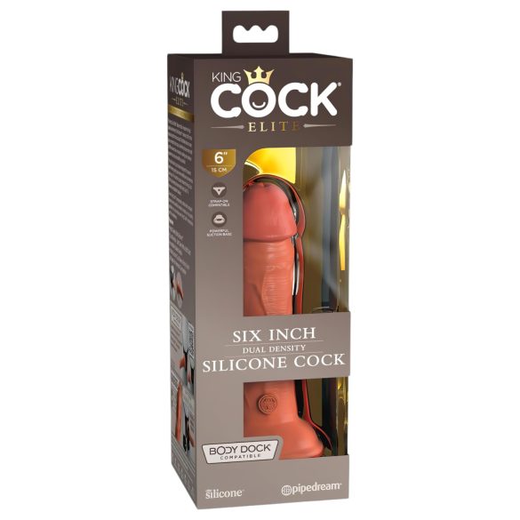 King Cock Elite 6 - godemichet réaliste ventouse (15cm) - foncé