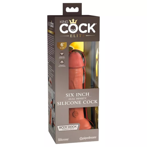 King Cock Elite 6 - gode réaliste ventouse 15cm - foncé