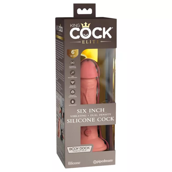 King Cock Elite 6 - gode vibrant ventouse 15cm - couleur chair