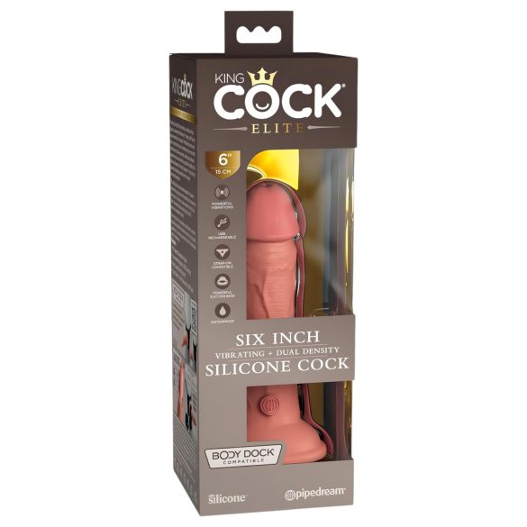 King Cock Elite 6 - vibromasseur réaliste 15cm (naturel foncé)