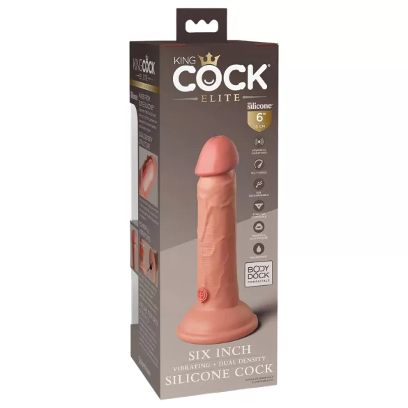 King Cock Elite 6 - gode réaliste vibrant 15cm - couleur foncée