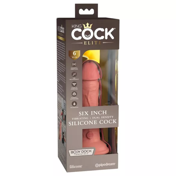 King Cock Elite 6 - gode réaliste vibrant 15cm - couleur foncée