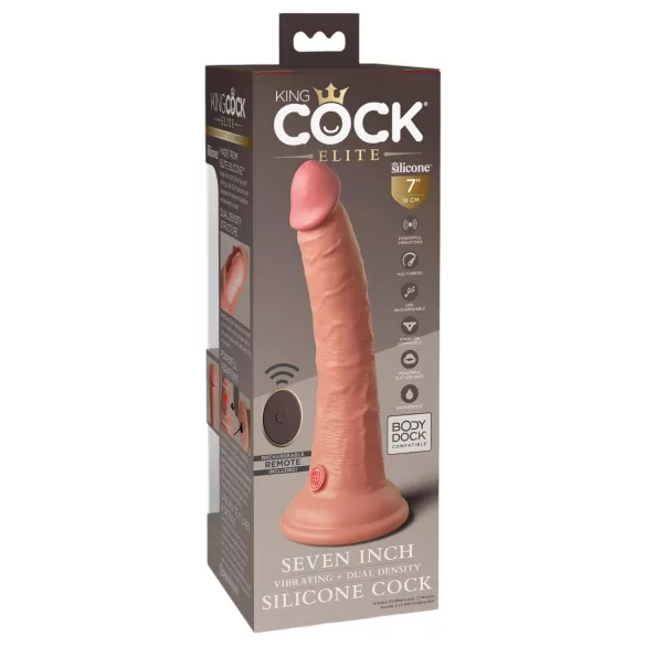 King Cock Elite 7 - gode vibrant avec ventouse télécommande 18cm - chair