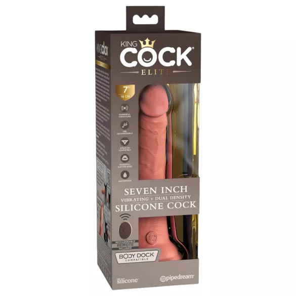 King Cock Elite 7 - gode vibrant avec ventouse télécommande 18cm - chair