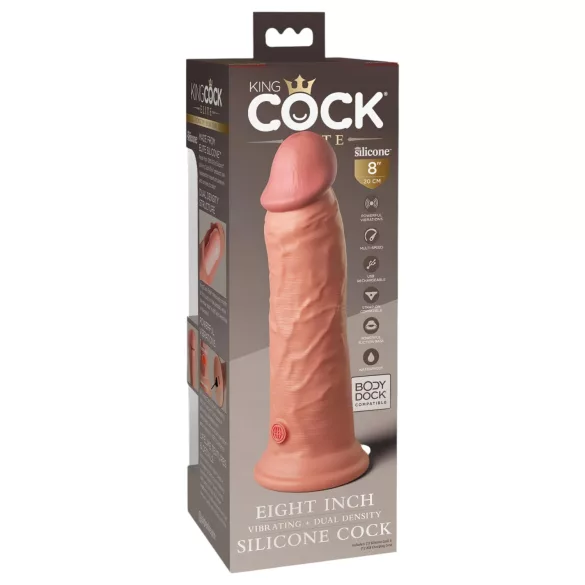 King Cock Elite 8 - godemichet vibrant ventouse 20cm - couleur chair