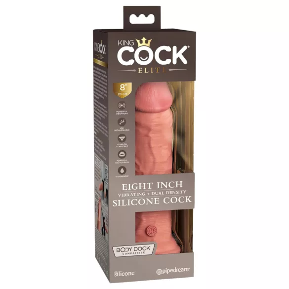 King Cock Elite 8 - godemichet vibrant ventouse 20cm - couleur chair
