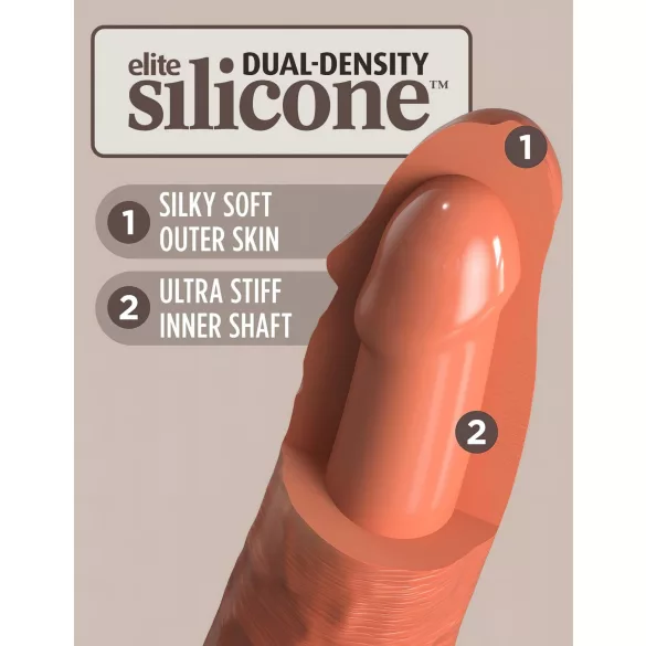 King Cock Elite 8 - gode vibrant réaliste 20 cm - silicone marron foncé