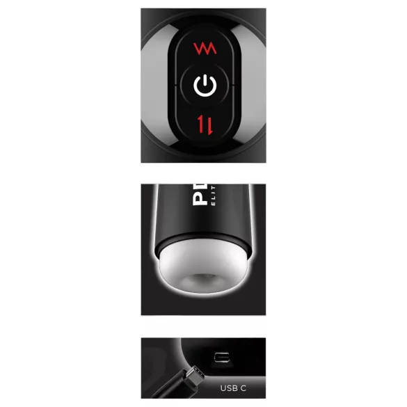 PDX Elite - masturbateur automatique vibrant poussé - noir