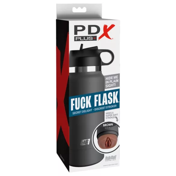 Pussy Flask Secret Delight - vagin artificiel en gourde (noir-marron)