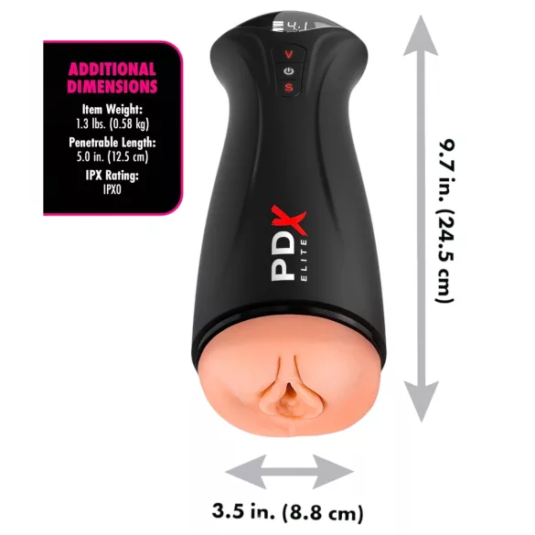 PDX Elite - masturbateur homme succion et vibration - noir