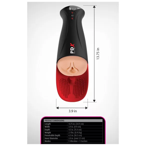 PDX Elite Fuck-O-Mat Pro XL - masturbateur vibrant à succion stimulée (noir)