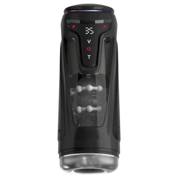 PDX Elite Moto-Bator Pro - masturbateur à poussées perlé et chauffant (noir)