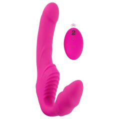 Strepless Strap-On - vibromasseur rose ajustable