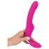 Strepless Strap-On - vibromasseur rose ajustable