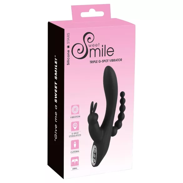 Smile - vibromasseur triple moteur - étanche rechargeable - noir