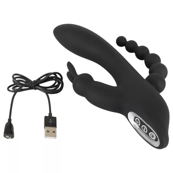 Smile - vibromasseur triple moteur - étanche rechargeable - noir