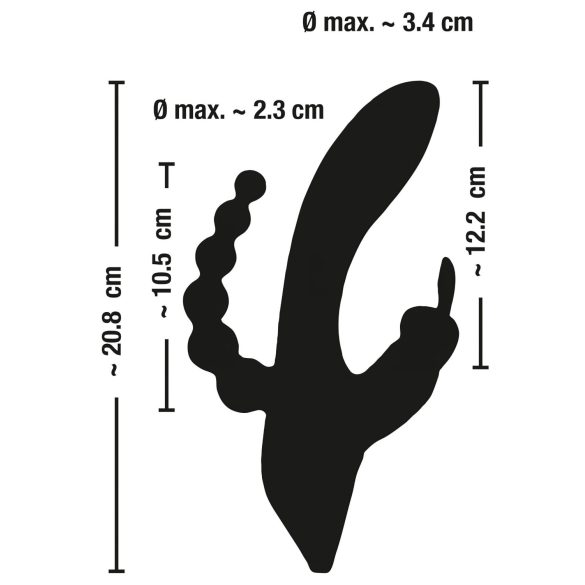 SMILE Triple - Vibromasseur étanche à 3 branches, rechargeable (noir)