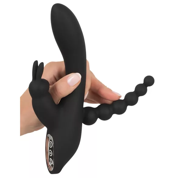 Smile - vibromasseur triple moteur - étanche rechargeable - noir
