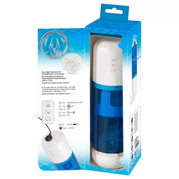 You2Toys - masturbateur rotatif et poussant rechargeable - bleu blanc