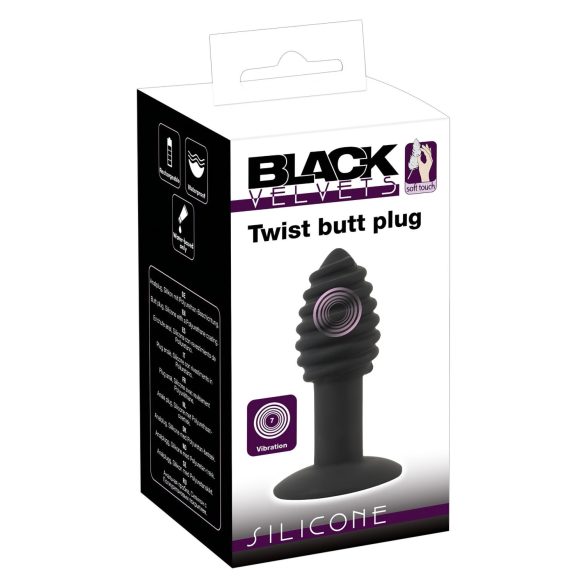 Black Velvet Twist - vibromasseur anal silicone rechargeable (noir)