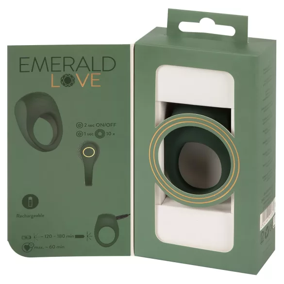 Emerald Love - anneau pénien vibrant rechargeable étanche - silicone vert