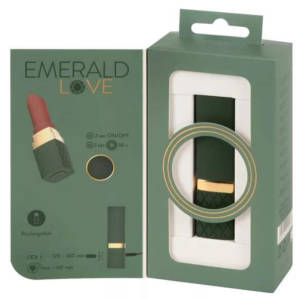 Emerald Love - vibromasseur rouge en forme de rouge à lèvres, étanche et rechargeable
