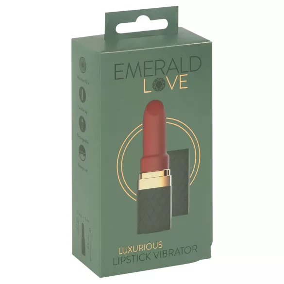 Emerald Love - vibromasseur rouge en forme de rouge à lèvres, étanche et rechargeable