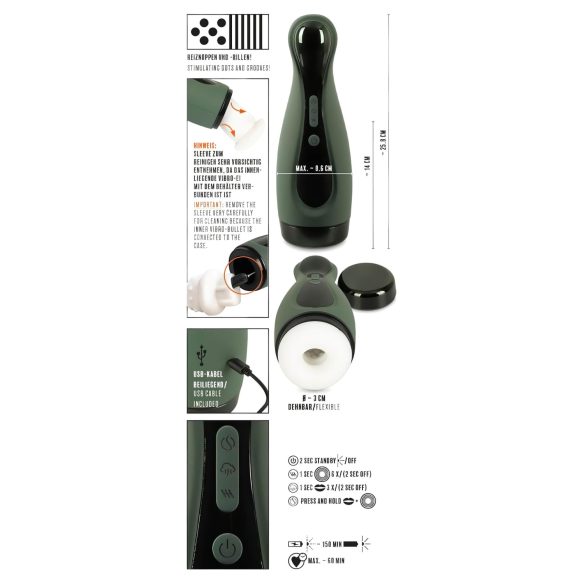 Rebel 2 Function - masturbateur vibrant et aspirant rechargeable