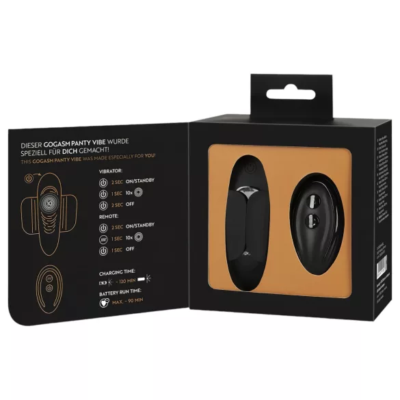 GoGasm Panty - vibromasseur clitoridien télécommandé rechargeable - noir
