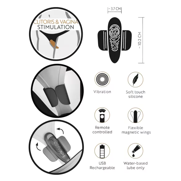 GoGasm Panty - vibromasseur clitoridien télécommandé rechargeable - noir