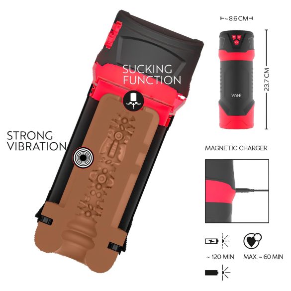 WYNE 04 - Masturbateur vibrant à succion rechargeable (brun)
