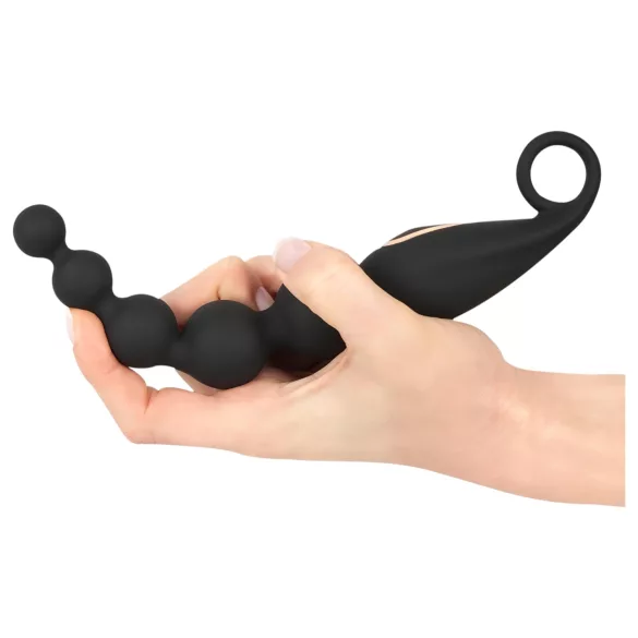 ANOS - Boules anales vibrantes - perles - silicone noir