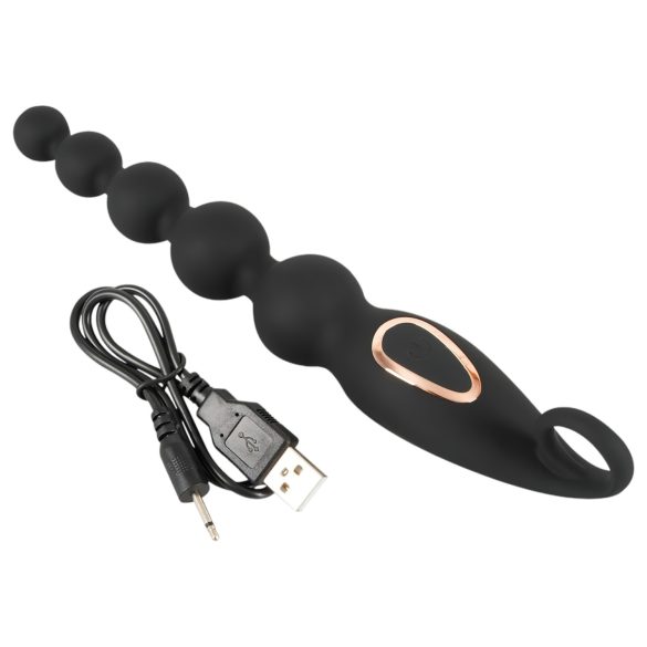 ANOS - Boules anales vibrantes - perles - silicone noir