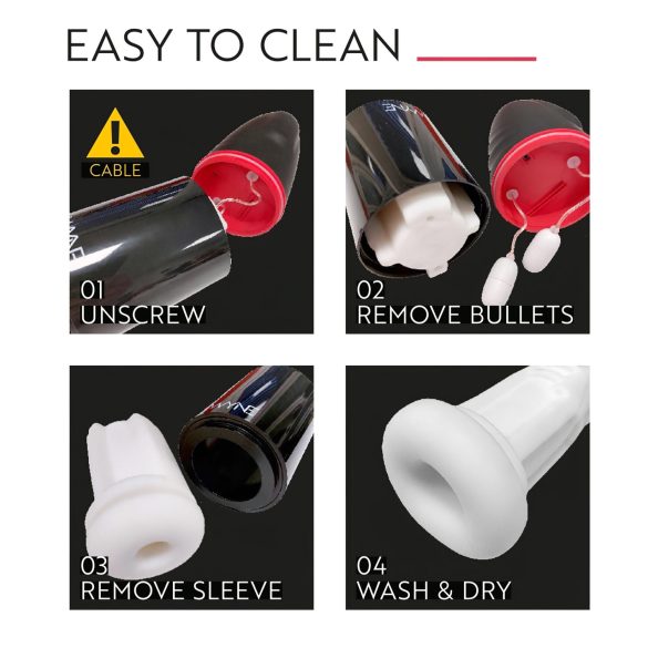 WYNE 02 - Masturbateur vibrant à aspiration rechargeable (noir et blanc)