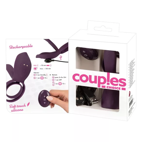 Couples Choice - anneau pénien vibrant rechargeable - violet