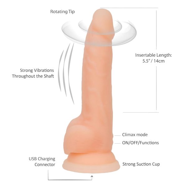 Vibromasseur pivotant Naked Addiction 8" - naturel